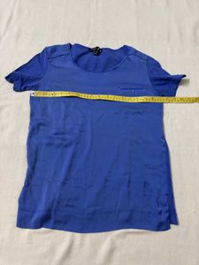 Mango Blue Short Sleeve Tunic Top