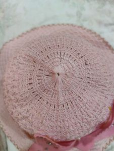 Pink Beaded Flower Sun Hat
