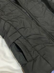 Black Puffer Jacket with Faux Fur detachable Hood