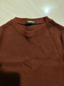 Burger Bae Brown Ribbed Cropped Top