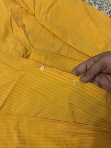Men's Yellow Striped Button-Up Shirt