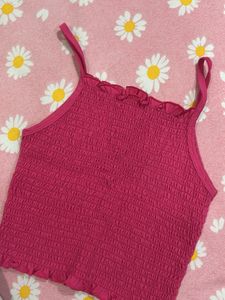 Hot Pink Smocked Crop Top