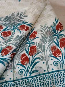 White Saree with Floral Print