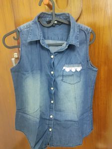 Sleeveless Denim Top