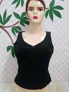 (300)Vintage Black Velvet Tank Top
