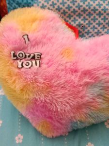 Fuzzy Heart "I Love You" Pillow