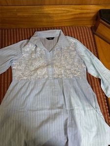 Light Blue Embroidered Kurta