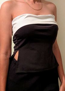black and white tube top
