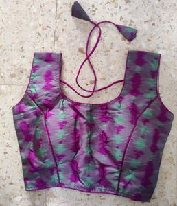 Purple or magenta , seagreen Ikat Print Blouse