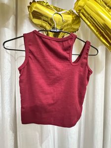 Red Asymmetrical Tank Top