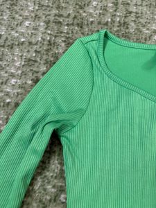 Lime Green Ribbed Bodycon Dress