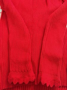 Red Ribbed Mock Neck Top
