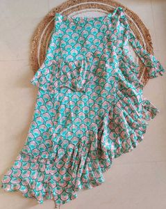 Stylish Teal Printed Co-ord Set blue and Pink
