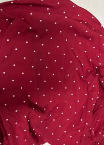 Red Polka Dot Open Front Jacket
