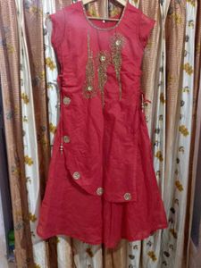 Vibrant Red Embellished Kurta