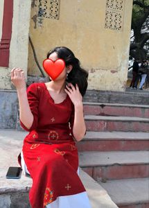 Designer Neck Red Embroidered Kurti