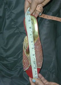 Red &amp; Gold Bejeweled Mules