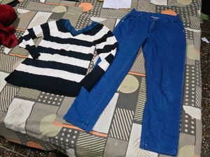 Striped Sweater and Blue Jeans Bundle