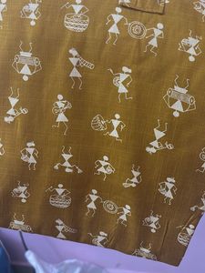 Stylish Mustard Kurta with Folk Art Print