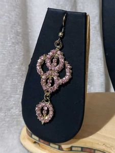 Elegant Pink Stone Necklace &amp; Earring Set