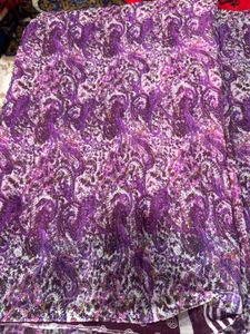 Elegant Purple Floral Print Saree