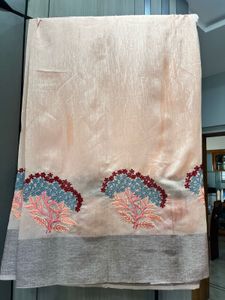 Elegant Peach Embroidered Saree