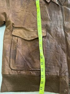 Vintage Brown Leather Bomber Jacket