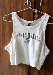 White Santa Monica Graphic Tank Top