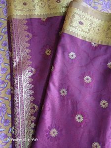 Elegant Burgundy Saree with Gold Border