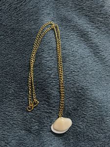 Unique Shell &amp; Gold Ball Pendant Necklace