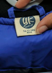 Blue Varsity Puffed Bomber Jacket