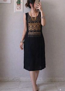 Elegant Black Kurta with Golden FoilPrint
