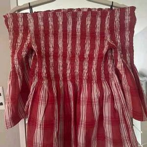 Chic Red &amp; White Striped Smocked Top