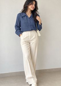 Stylish Blue Bow Neck shirt