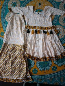 White and yellow sharara set