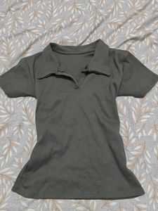 Stylish Olive Green Polo Top