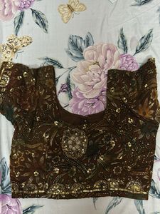Beautiful Sequined Brown Saree