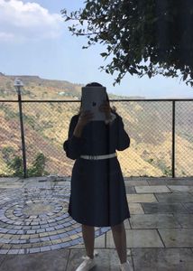Chic Black Dress with Cloth Belt