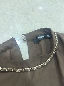 Chic Brown Chain Detail Top