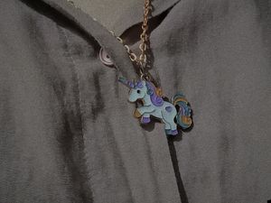 Unicorn Gold Enamel Pendant Aesthetic