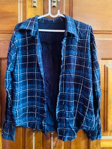 Blue Plaid Button-Up Shirt