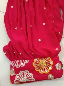 Red Embroidered Kurta Set