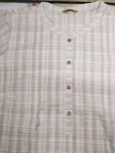 aurelia Classic Beige Checkered Kurta