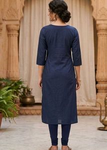 Peacock Print Blue Kurta