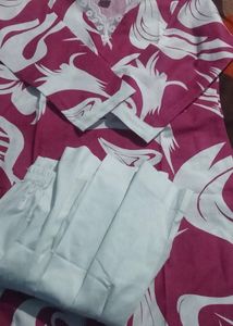 pink kurti with white pant