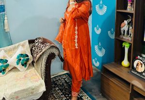 Vibrant Orange Embroidered Kurta Set