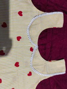 Cute Yellow Heart Print Blouse