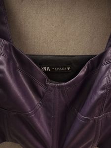Purple Faux Leather Bustier Top