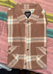 Brown Plaid Slim Fit Casual Shirt