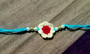 Handmade Crocheted Flower Rakhi